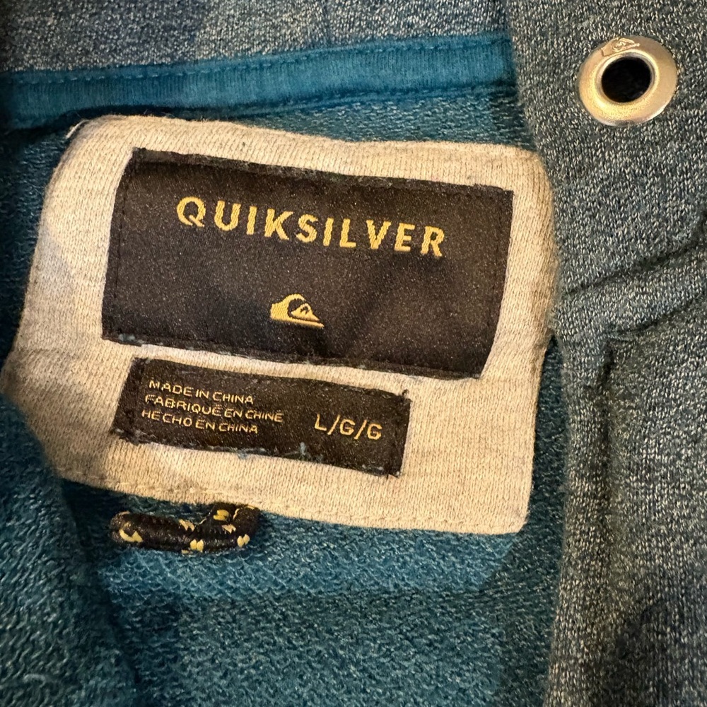 Quiksilver Men's blue/charcoal zip-up hoodie - Picture 3 of 4
